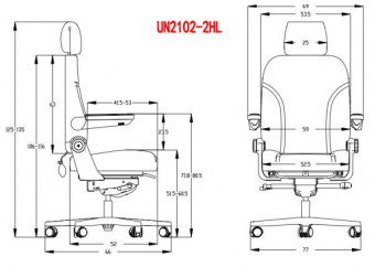 Кресло Falto DISPATCHER–XXL-MAX 2102-2HL (Черн каркас / Черн ткань + кожа / АЛ Крестовина)